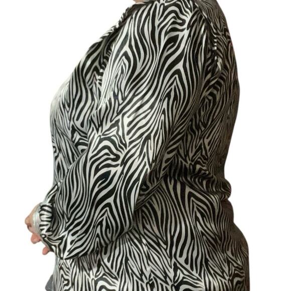 Notations Vintage Womens Zebra Print Long Sleeve Button Down Blouse Size 16 - Picture 5 of 8
